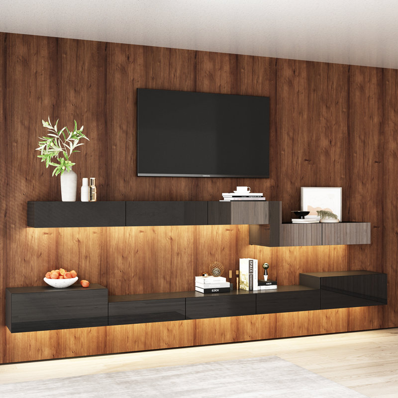 Ensemble de console télé modulaire murale avec éclairage DEL