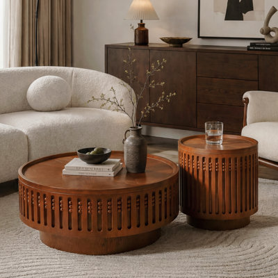 2-Piece Lattice Design Coffee Table Set