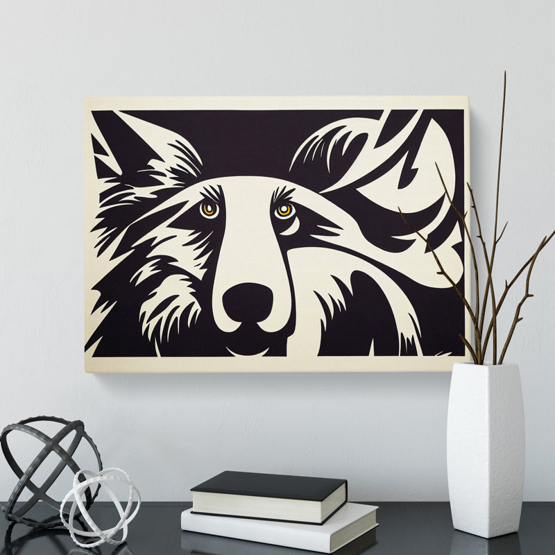 An Engaging Wolf - Wrapped Canvas, 35cm H x 50cm W x 3cm D