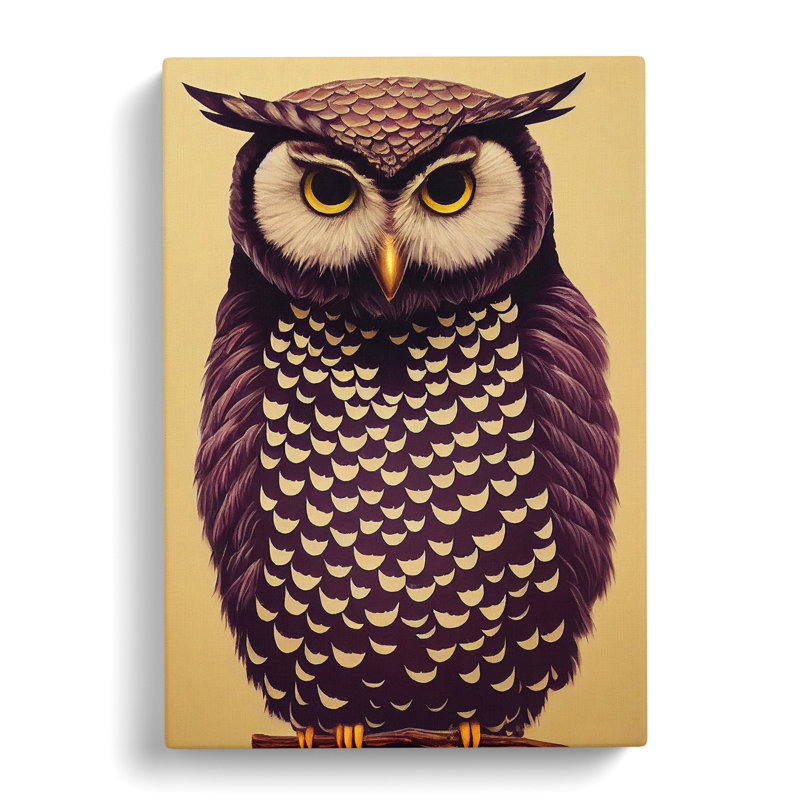 Perched Owl - Wall Art, Wrapped Canvas, 76cm H x 50cm W, No Matte