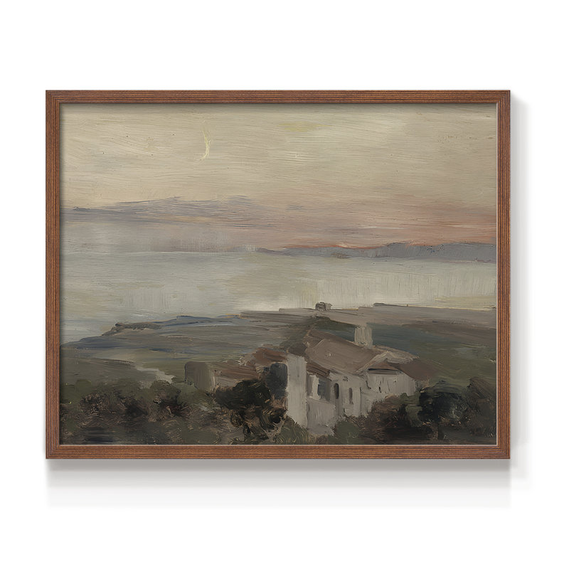 Paysages rétro-DCCDXX-III - reproduction encadrée - réaménageable, H 22 po x l 28 po, Noyer