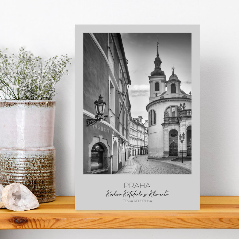 Historic Prague Church Street Classic Abstract Contemporary Architecture City Wall Art Print by Melanie Viola - Print