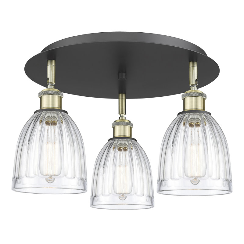 Bianey Glass Flush Mount, Clear, Black Antique Brass
