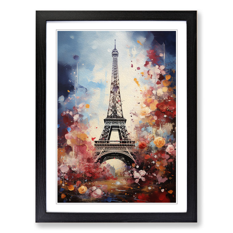 Eiffel Tower Baroque - Single Picture Frame Print on Wood, Black Framed, 64cm H x 46cm W