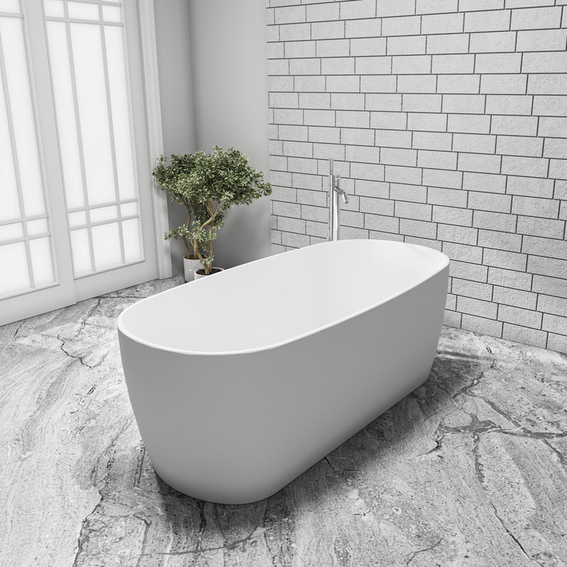 Azagra 66.9'' x 31.5'' Freestanding Soaking Acrylic Bathtub