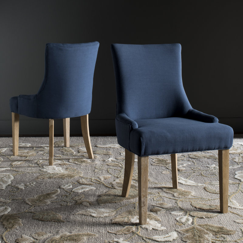 Baumgarten 49.53cm H Upholstered Side Chair, Blue, Light Wood