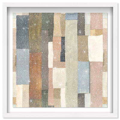 Beige Blocks II Shadowbox Abstract Print by Oliver Gal, Black Frame, 12 x 12