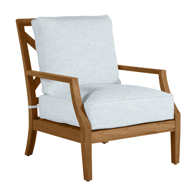 Haley Teak Lounge Chair - Natural Teak, Natural Teak, No welt + Standard fill, Paper Sky