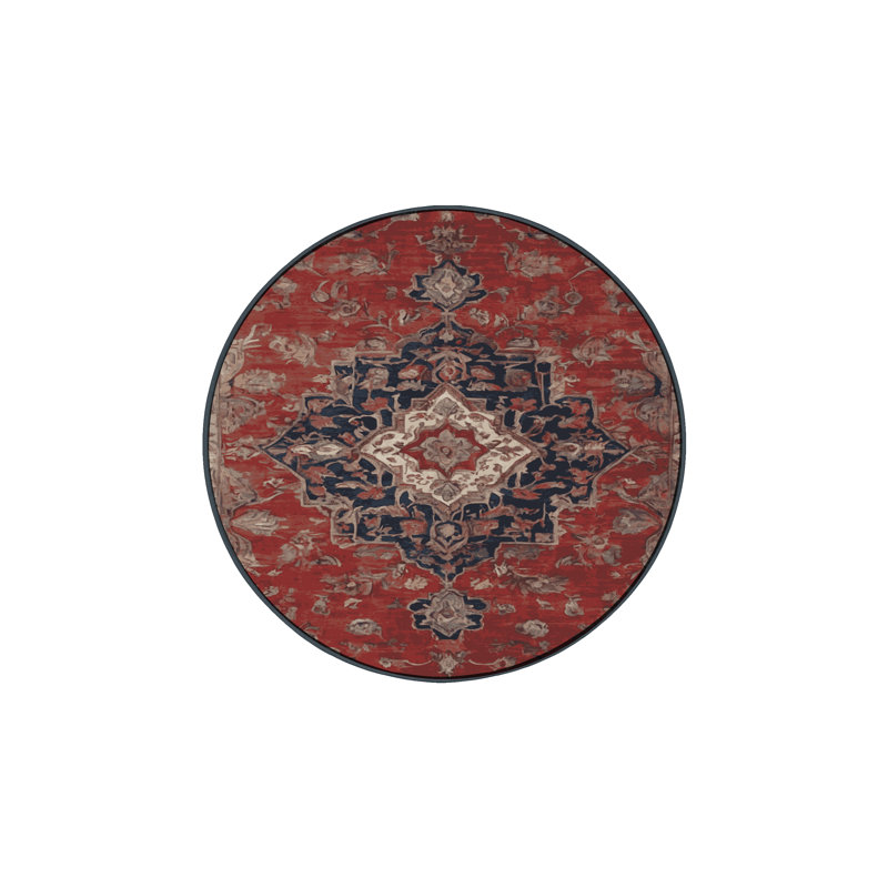 Tapis noir soyeux et moelleux, Rond 5 pi