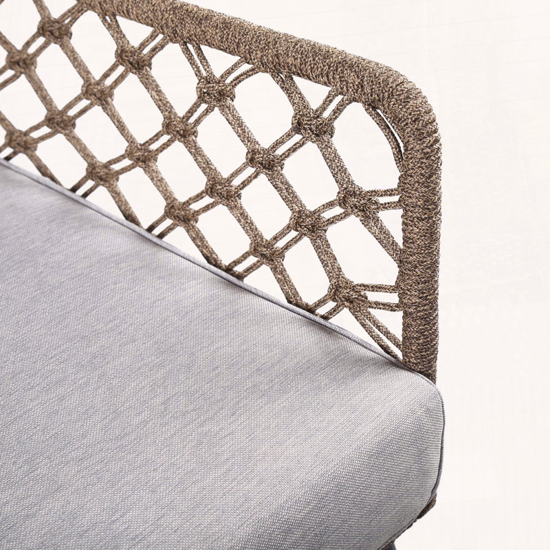 Méridienne intérieure en acier pour l'extérieur avec armature en truffe et coussin amovible, Naturel