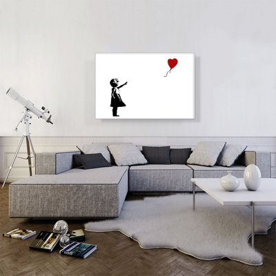 «Girl with Balloon» (Rectangle sur fond blanc) par Banksy, reproduction d'art sur toile tendue