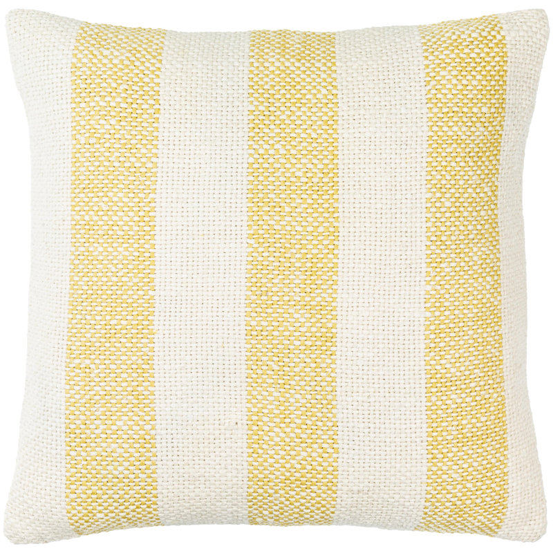 Ivory Mustard Cotton Linen Square Accent Pillow 18"