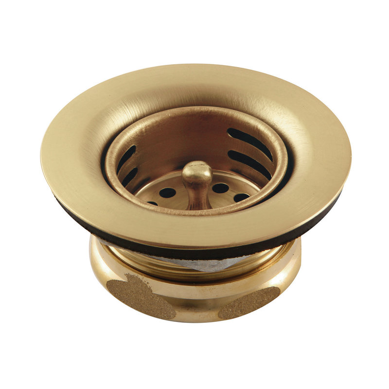 Kingston Brass Tacoma Stainless Steel Bar Sink Basket Strainer with Brass Nut, Brushed Brass