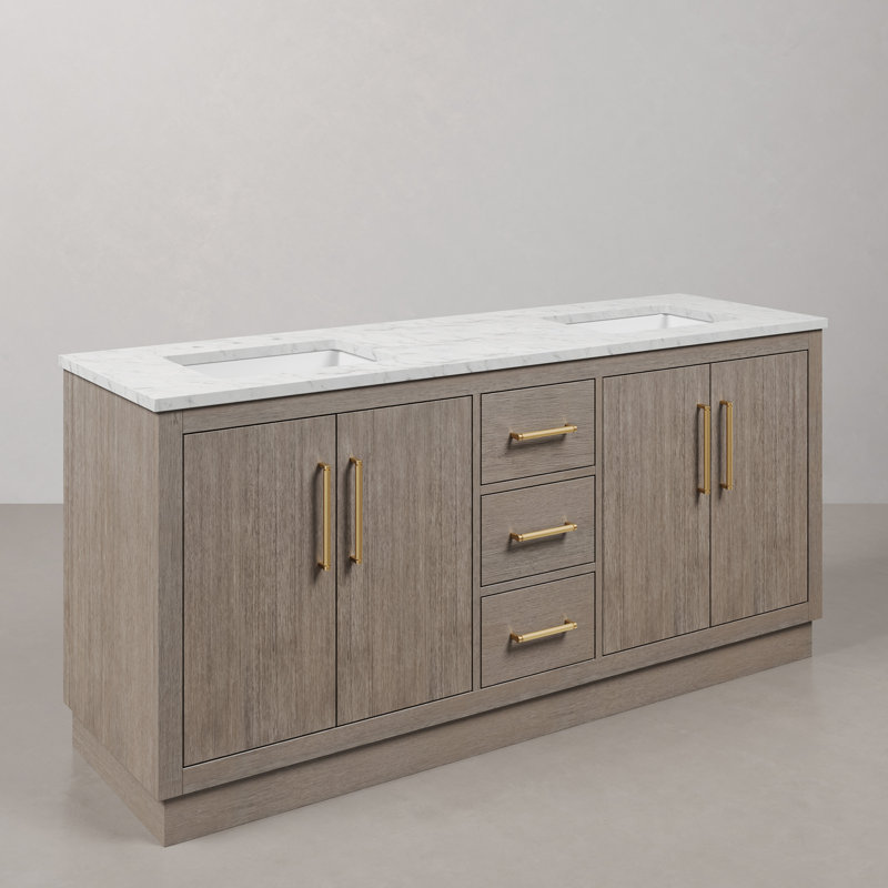 Hugo 72'' W Double Vanity, Satin Gold, 60"