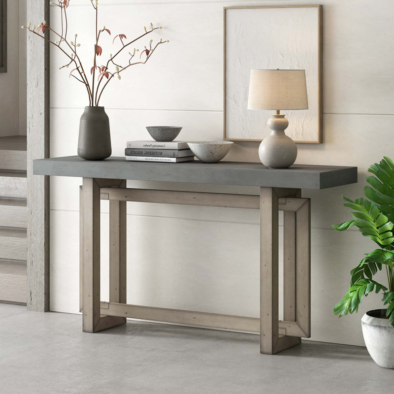 Console d'entrée avec pieds en pin massif épais, Gris, Gris