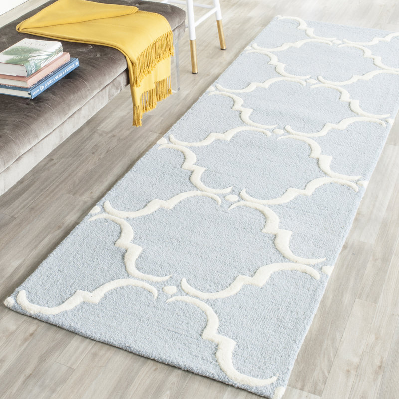 Jotvingis Hand Tufted Wool Geometric Rug, Runner 2'6" x 8'