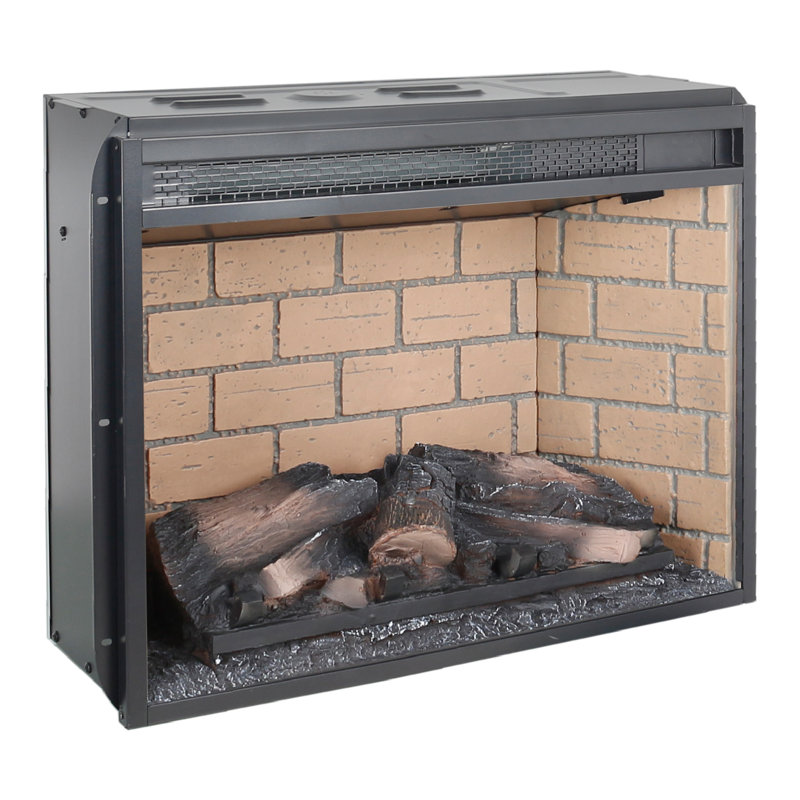 Foyer encastré à quartz infrarouge - Édition bûche de bois de 23 pouces avec brique. 1500 W de chaleur. 5000 / H. Caractéristique de flamme réaliste. 4 réglages de luminosité. / Ul. Double garantie. Mode d'économie d'énergie.