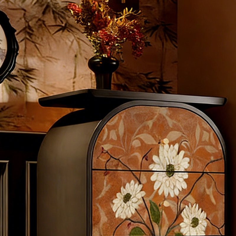 Commode 4 tiroirs en bois massif de style rétro, Noir