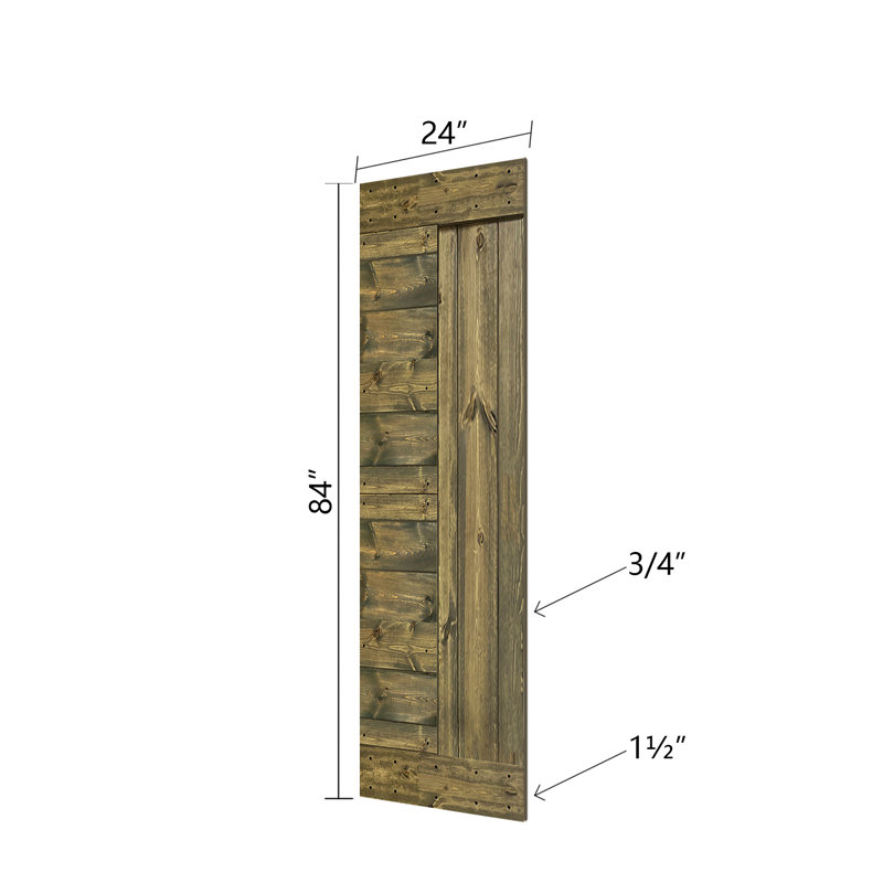 Aged Barrel Finished Solid Wood Sliding Barn Door Kit with Black Hardware
