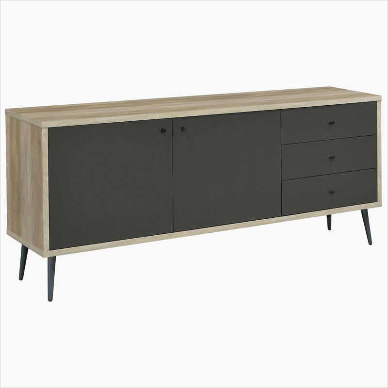 Grey and Antique Pine 2-door Accent Cabinet