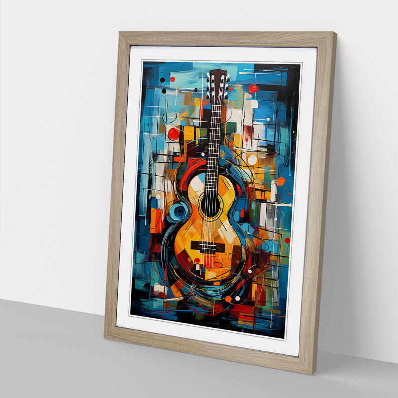 Acoustic Guitar Expressionism - Framed Print, Oak, 46cm H x 34cm W x 2cm D
