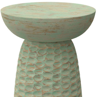 Table de bout ronde 18 po en bois massif gris