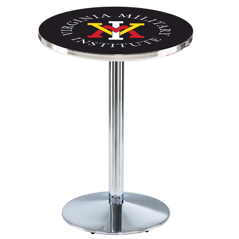 Round Metal Base Dining Table, Chrome, Virginia Military Institute