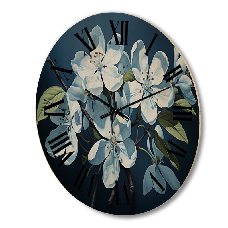 Horloge murale Apple Blossom - Monochromatique Elegance II, Grand