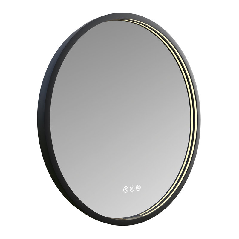 Kingston Brass Aurora 24-Inch Round LED Bathroom Mirror, Front and Back Light, Dimmable Touch Sensor Lighted Mirror