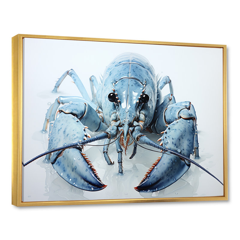 «Grazing Lobster II», reproduction sur toile, Cadre flottant doré, H 12 po x l 20 po x P 1 po