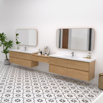 Ensemble de coiffeuse et meuble-lavabo flottant de 132 pouces Mellani