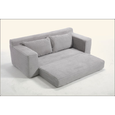 Canapé avec causeuse avec mousse à mémoire de forme et structure en acier - sans assemblage, conception convertible 2-en-1, tissu en velours côtelé - canapé compact pour les petits espaces, les appartements, le bureau à domicile et la chambre à coucher