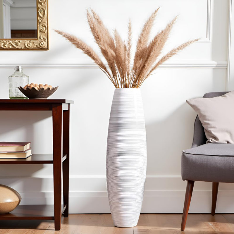 27.5" tall  floor vase, White
