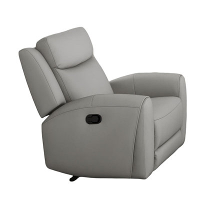 Contour Arms Manual Recliner Transitional Style Light Gray Finish High Density Foam Wide Seat Primary Living Room