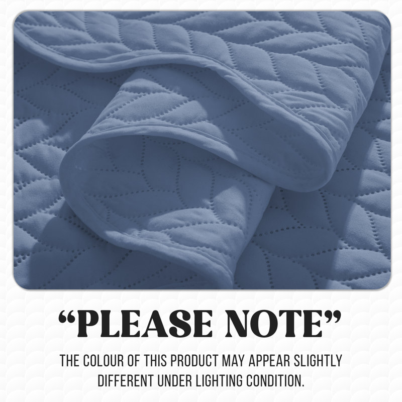 Ensemble de couvre-lit en microfibre embossée 3 pièces avec taies d'oreiller assorties, Bleu délavé