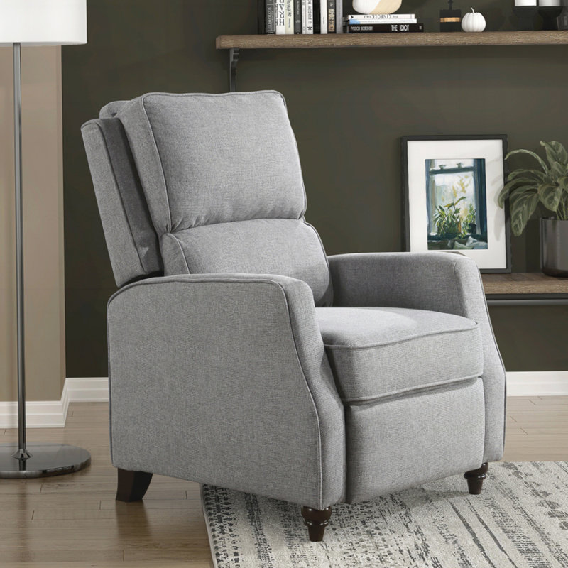 Fabric Upholstered Push Back Reclining Chair, Comfortable and Durable Solid Wood Frame, Transitional Style Furniture for Modern Living