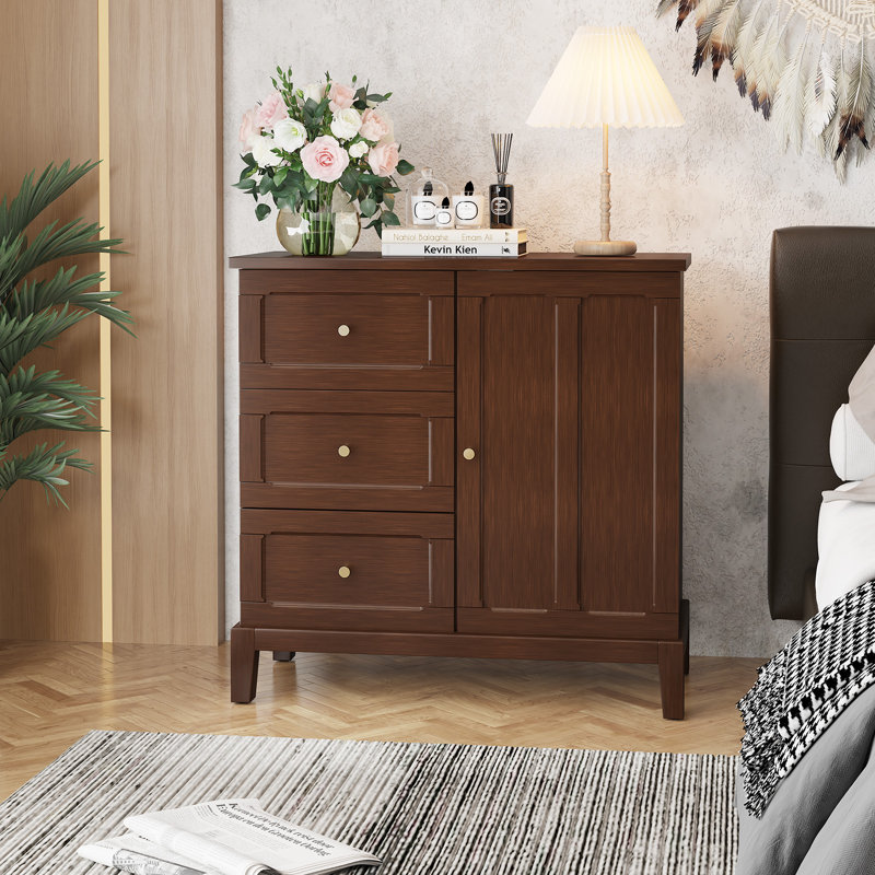 Cabinet with 3 Drawers, Wooden Sideboard for Living Room, Entryway, Bedroom, Brown