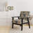 Cobalt Blue Scrollwork Swirls Victorian Pattern II - Upholstered Floral Accent Chair-1244380970