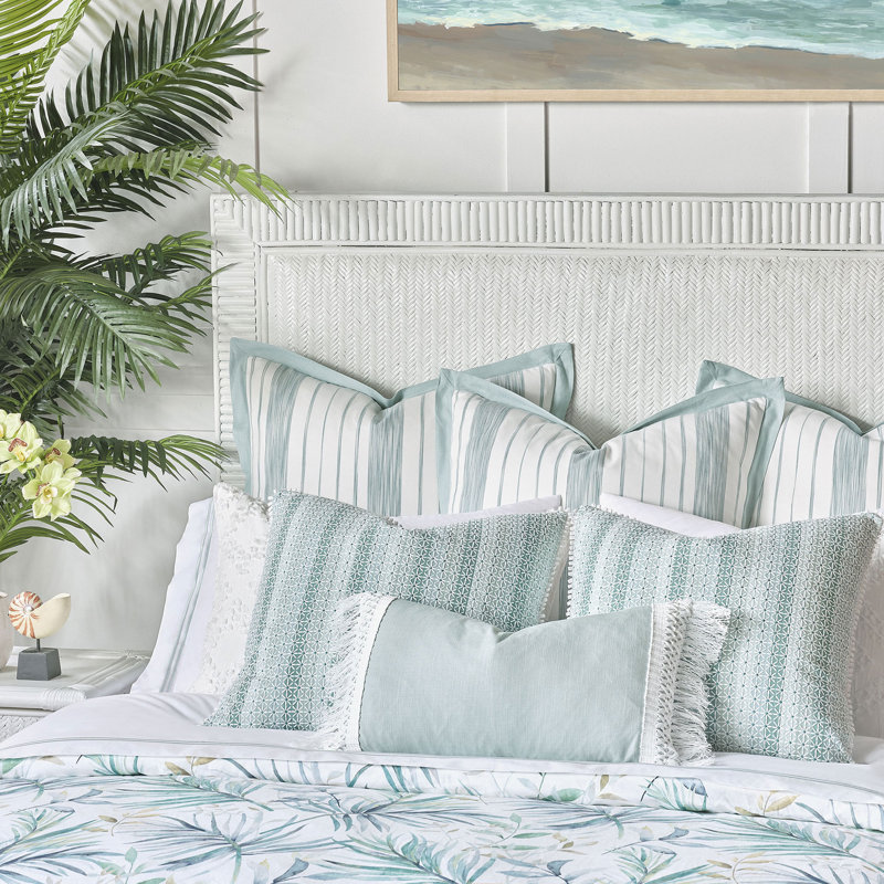 Laguna Embroidered Cotton Blend Reversible Throw Pillow