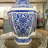 Hex Blue and White Filigree Vase