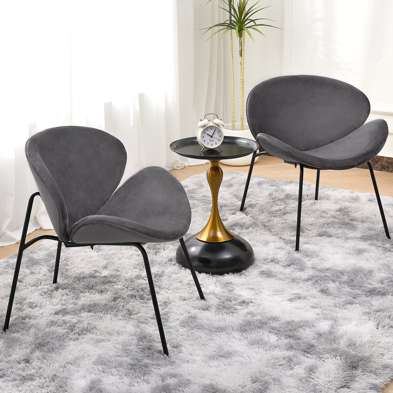 Fauteuil d'appoint en velours Voletta, Velours gris