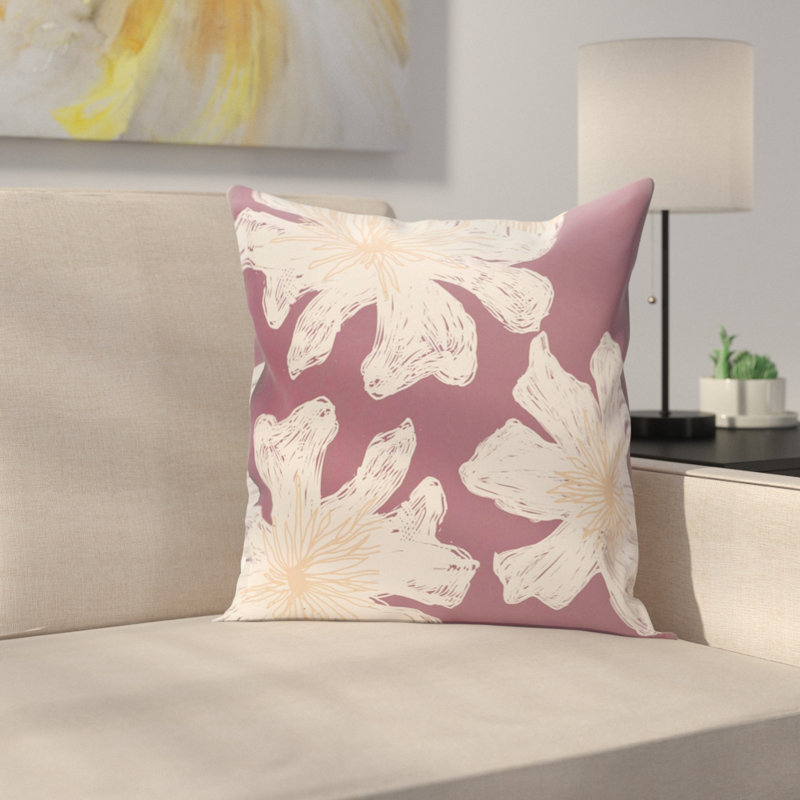 Coussin réversible, H 16 po x l 16 po, Prune / pêche, Carré