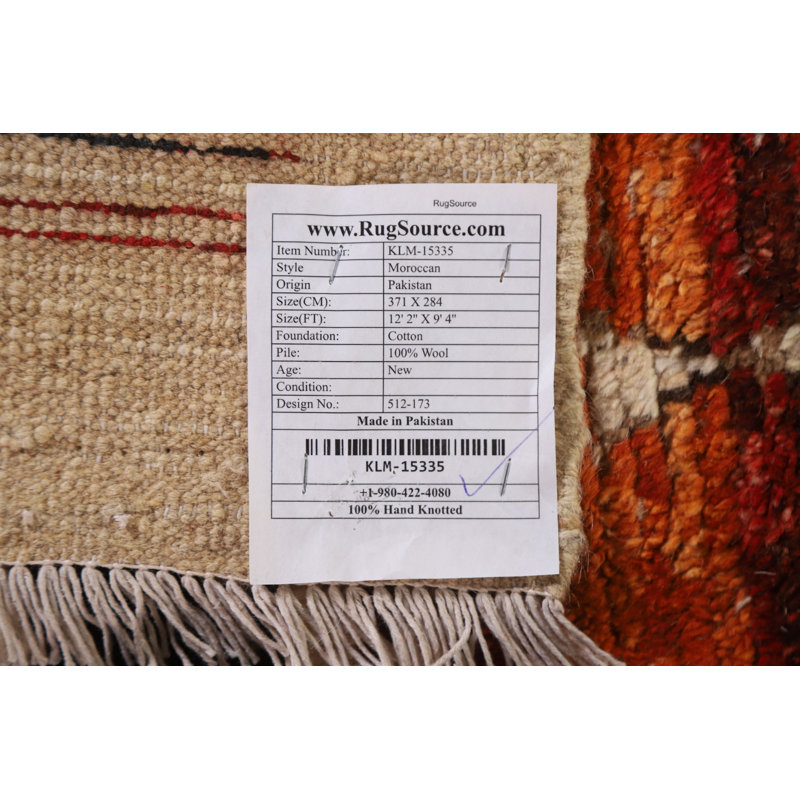 Tapis marocain en laine noué à la main 9 x 12