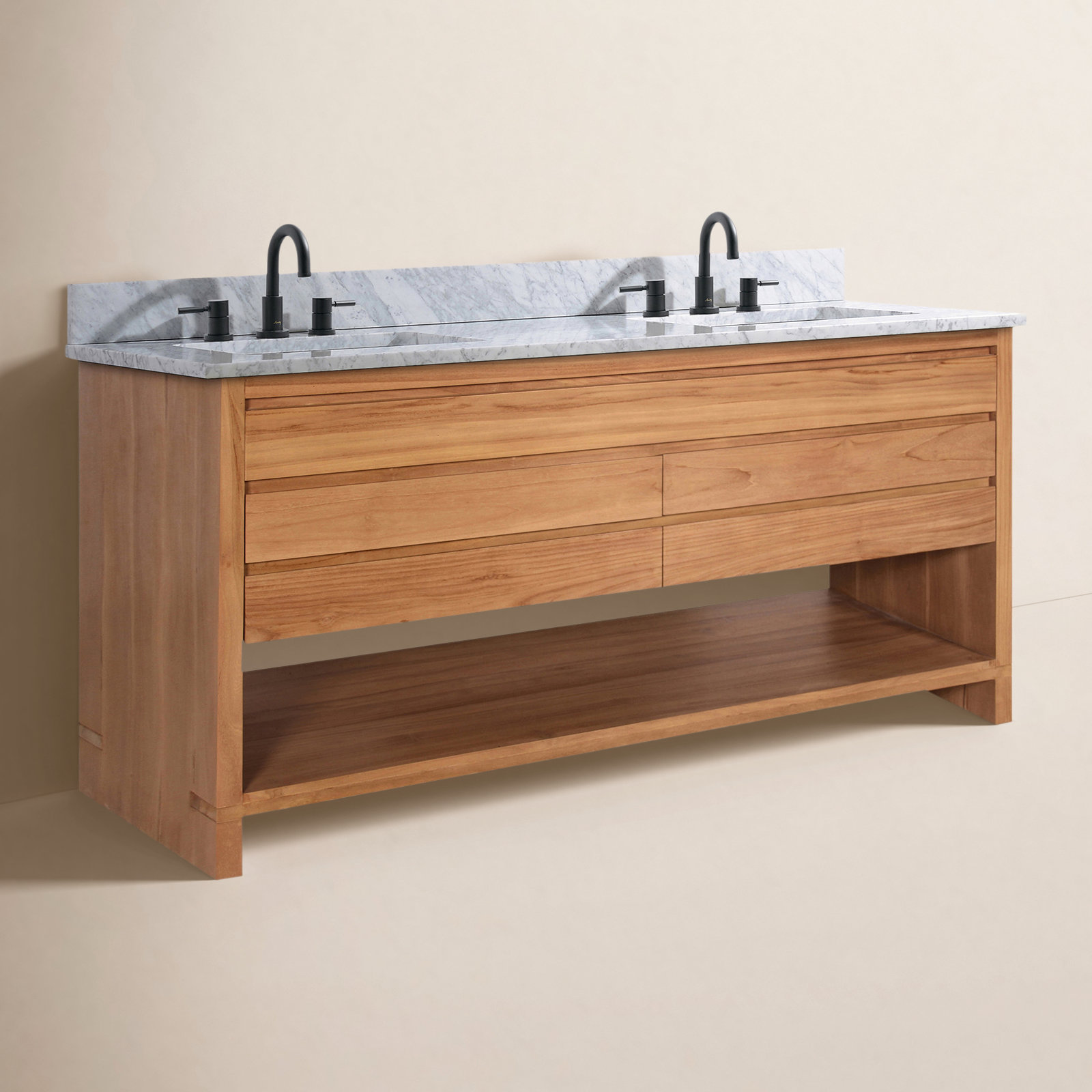 Keaton 61'' Double Bathroom Vanity, Natural Teak