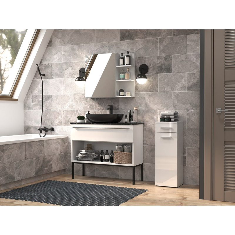 Shadara Laminate Bathroom Cabinet, White Gloss