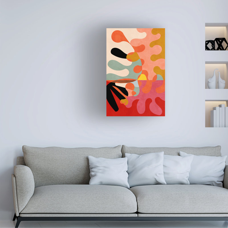 «Warm Colors Bauhaus Geometric 5», reproduction sur toile, H 32 po x l 22 po x P 2 po