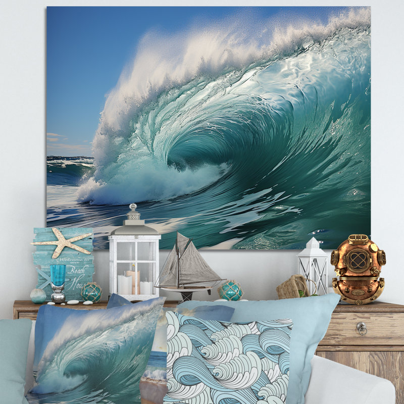 Impression sur toile Turquoise Ocean's Force Unleashed, H 30 po x l 40 po x P 1,5 po, Toile tendue