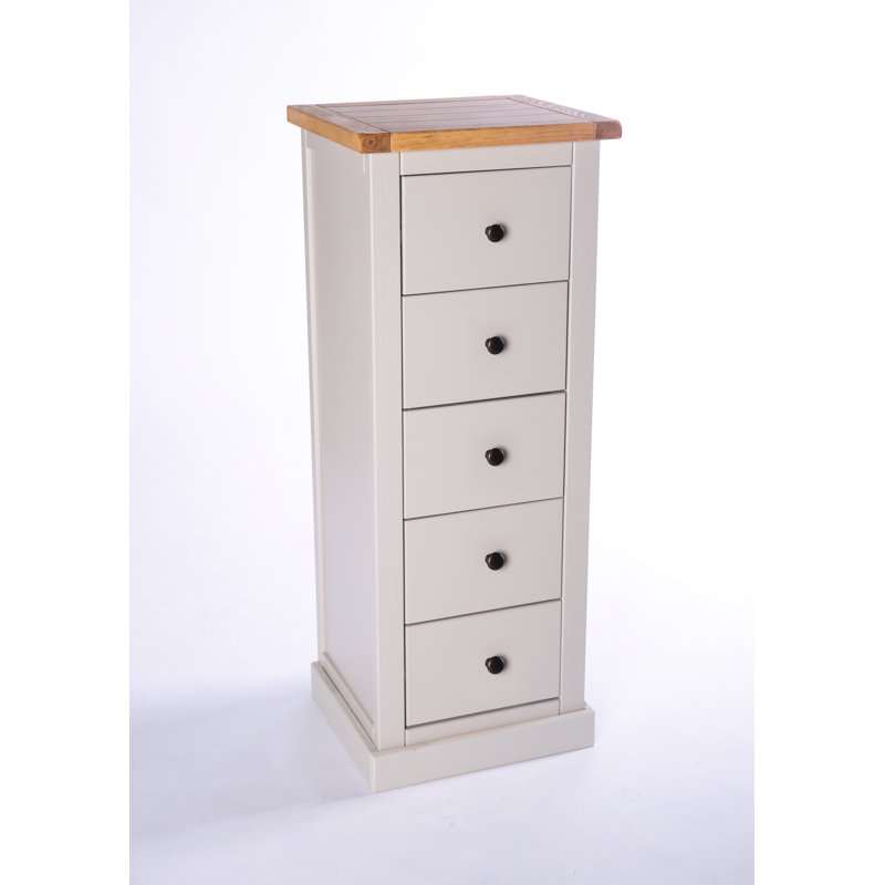 Engelhardt 45cm W 5 - Drawer Chest of Drawers, Grey/White, Brass