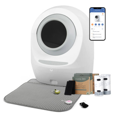 Casa Leo Leo’s Loo Too Smart Self-cleaning Cat Litter Box Bundle