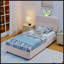 Lit simple tapissier pour enfants avec tête de lit surdimensionnée, lumière DEL et 4 tiroirs de rangement, tissu bouclé-131377962-131377965